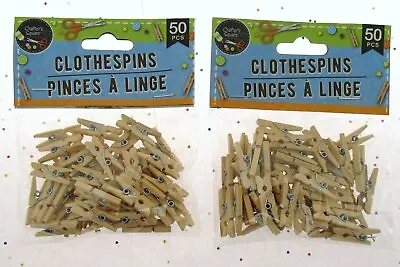 Mini Clothes Pins ~ Craft Doll House Miniatures 50 Pieces ~ Lot Of 2 Clothespins • $8.64