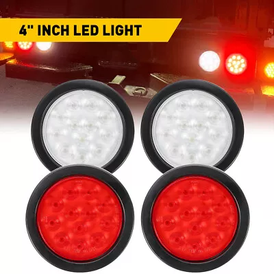 Combo Red 2x White +2x 4  Round Trailer 10 Light Stop LED Turn Tail Truck Sealed • $37.99