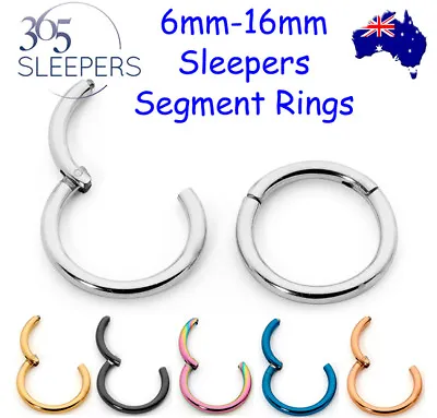 1 Pair 365 Sleepers 16G Steel Hinged Hoop Huggie Segment Ear Nose Ring Earrings  • $15.99