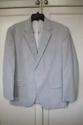 Jos A Bank Seersucker  Blazer Sport Coat Blue Stripe Classic Spring 43R Men NWOT • $43.95