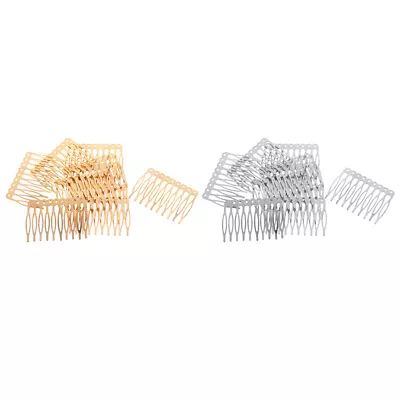 20 Pieces Blank Metal Hair Combs For Bridal Hair Accessories DIY Gold Silver • £7.50