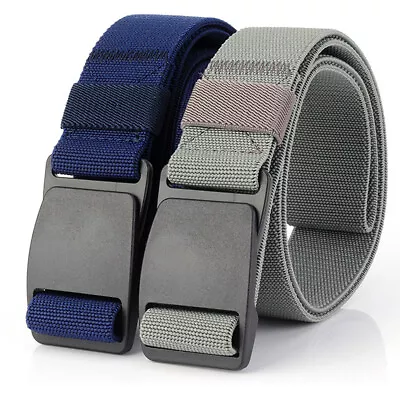 2pcs Mens Canvas Elastic Belt Plastic Buckle Casual Stretch Trousers Waist Belts • $16.99