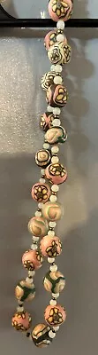 Cloisonne Necklace Vintage Pink-Cream-Green Colors • $35