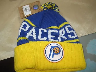 MENS INDIANA PACERS Mitchell & Ness Winter BEANIE HAT BLUE/YELLOW  NWT  SALE • $11.99