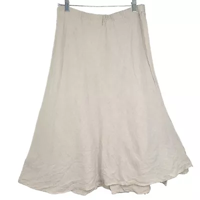 J Jill Womens Oatmeal Beige 100% Linen Skirt M 30  Waist Long Midi Circle Lagen • $21.89