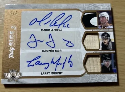 2022 Leaf Lumber Hockey Triple Game Used Stick Auto /8 Mario Lemieux Jagr Murphy • $199.99