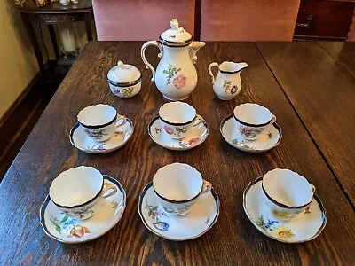 Meissen Cobalt Blue Demitasse Porcelain Tea Set With Gold Rim • $1190