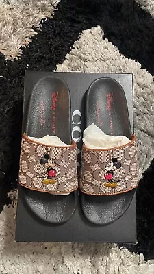 Disney X Mickey Mouse Coach  Size US 7W Slide In Signature Textile Jacquard • $115