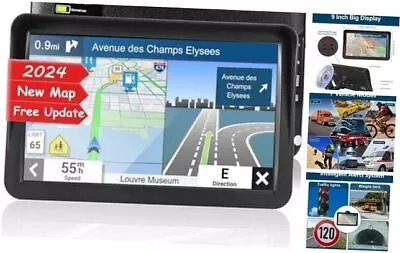 GPS Navigation For Car Truck RV GPS Navigator With 9 Inch 2024 Maps (Free  • $140.38