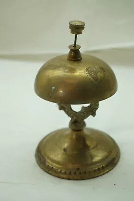 Vintage Brass Hotel Desk Bell Counter Call Shop Store Bellhop Push Button • $24.99