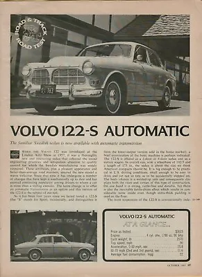 1965 Volvo 122-S Automatic Sedan 3 Page ROAD TEST REVIEW • $9.99