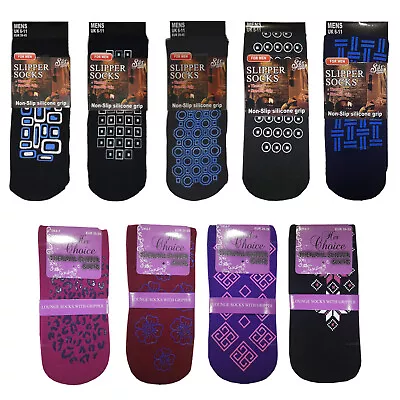 £3.79 • Buy Lounge Gripper Socks Mens Womens Size 4-7 6-11 Thick/Thin Grips Slipper Bed Wear