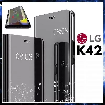 For LG K42 CLEAR VIEW FLIP CASE SMART BOOK MIRROR LUXURY STAND COVER K 42 • $15.29