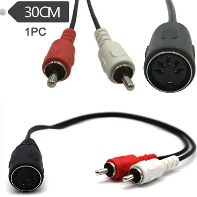 5 Pins DIN Female To 2 RCA Male Plug AMP Audio Adapter Cable 0.3M • £3.88