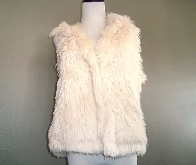 Piko 1988 Cream Ivory  Faux Fur Vest W/ Pockets & Hood Size L • $9.15