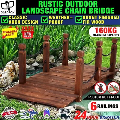 Wooden Garden Outdoor Decor Rustic Bridge Decoration Landscape Arch Timber New • $145.91