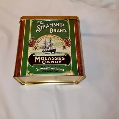 Steamship Brand Molasses Candy Tin  Box With Hinged Lid Vintage Advertising • $6.49