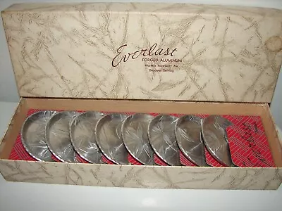 Vintage Everlast Forged Aluminum Hostess Set Of 8 Coasters Original Box • $36