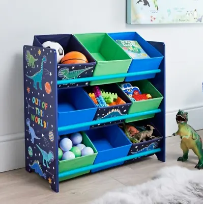 Kids Dinosaur 9 Tub Storage Drawers Perfect Organiser Kid Clothes Crafts & Toys • £38.99