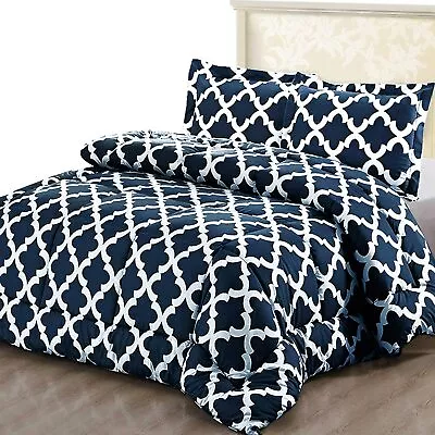 Printed Quilted Duvet Bedspread Comforter Set With Pillowcases Throw Double King • £39.83