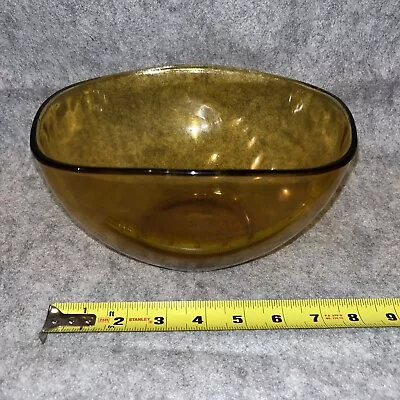 Vintage Amber Glass 8  Serving/Salad Bowl Stamped Vereco France • $15.99