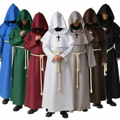 £32.39 • Buy Medieval Monk Reenactment Cosplay Costume Hooded Robe Halloween Party Cloak
