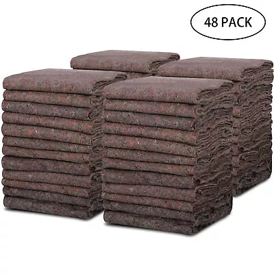 48 Moving Blankets 53 × 74 '' Heavy Duty Shipping Furniture Pads Blankets Brown • $107.58