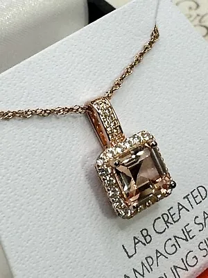 Sterling Silver Rose Gold Champagne Sapphire Necklace New In Box • $25
