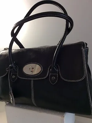 £7.99 • Buy Jane Shilton Shoulder Bag/Tote Leather, Black, Pockets, W36xH23xD14cm