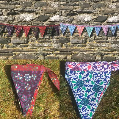 Printed Indian Cotton Bunting – Festival Party Boho Nomads Wales • £12.95