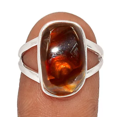 Natural Mexican Fire Agate 925 Sterling Silver Ring Jewelry S.7 CR27899 • £23.35