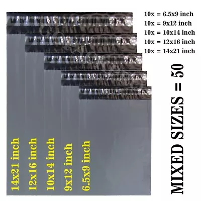 £4.78 • Buy 50 MIXED SIZES Grey Postage/Poly/Postal Mailing Bags/Sacks/Envelopes Self Seal