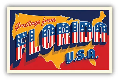 Florida USA State Vintage Greetings Vinyl Sticker Bumper Decal • $2.75