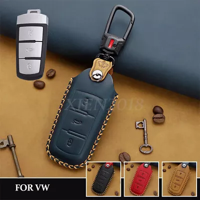 $32.50 • Buy Leather Car Remote Key Case Shell Cover Holder For VW Passat B6 CC Key Protector