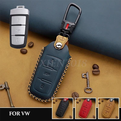 Leather Car Remote Key Case Shell Cover Holder For VW Passat B6 CC Key Protector • $32.50