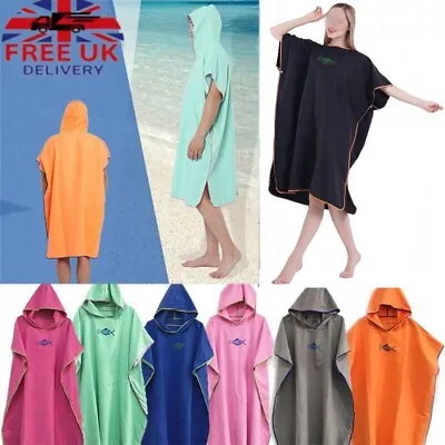 £14.59 • Buy UK Men Women Changing Robe Beach Towel Bath Hooded Quick Dry Poncho Bathrobe