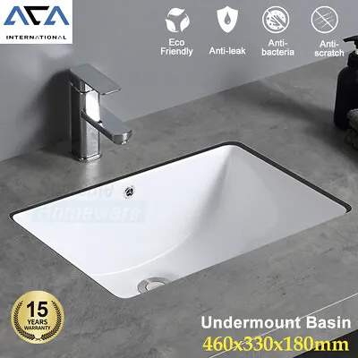 Ceramic Bathroom Sink Vanity Basin Bowl Gloss White Insert Undermount 460x330mm • $99.90