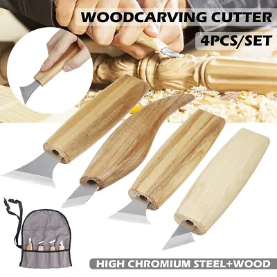 £23.15 • Buy 4Pcs Wood Carving Knives Set Woodworking Whittling Cutter Carpenter Hand Tools