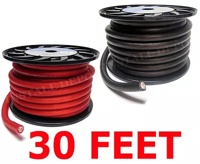$47.78 • Buy 30 Ft - Premium 0 Gauge Red Power + Black Ground Wire Cable 1/0 Awg Car Audio