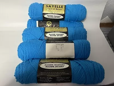 Yarn. New Sayelle Color 923 (Bluish Green) Lot Of 5 100% Orlon Acrylic Yarns. • $16