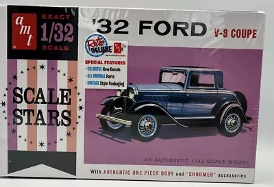 ‘32 Ford V-8 Coupe 1:32 Scale Model Kit W/Colorful Decals AMT Retro Deluxe • $21