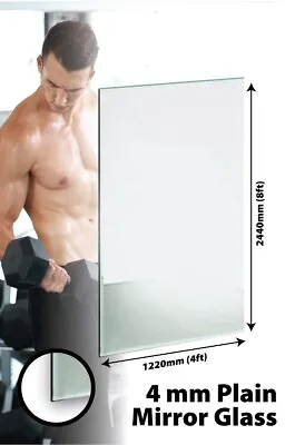 £169.99 • Buy 8Ft X 4Ft 244cm X 122cm Large Mirror Glass Home Gym Or Bathroom 4mm Thick