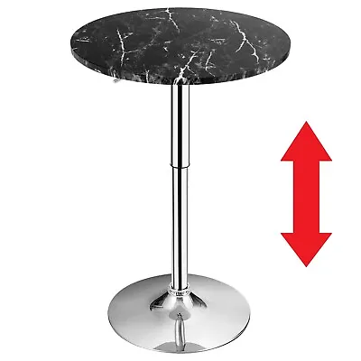 Costway Round Pub Table Adjustable Swivel Bar Table W/ Faux Marble Top Black • $68.96