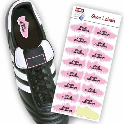 $11.03 • Buy UltraStick Shoe Nametapes/Tag Waterproof Stickers Personalised Football - PINK