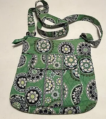 VERA BRADLEY Cupcakes Green Pattern Retired Crossbody Bag Purse 11”x10.5” FLAWED • $6.95