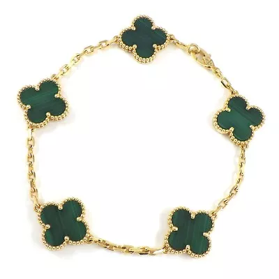 Van Cleef & Arpels Bracelet Vintage Alhambra 5 Motifs Clover Malachite 750YG • £3856.82