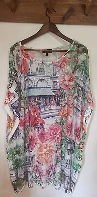 Colourful Scenic Floral Kaftan By Seuen Sisters Size M • $24