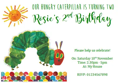 £2.49 • Buy Personalised Party Invitations Birthday THE VERY HUNGRY CATERPILLAR 1ST 2ND 3RD
