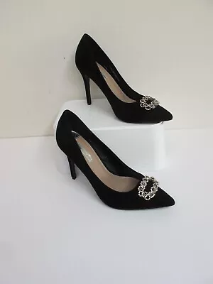 Size 3 WIDE FIT- Black Suede Court Shoes- DOROTHY PERKINS-Hardly Worn • £13.95