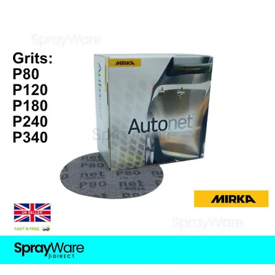 £24.94 • Buy Mirka Autonet 150mm/6  DA Sanding Discs Abranet Grits P80-P320 Full Box 50PK